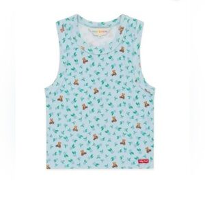 Teddy Fresh Women's Teddy Bear Floral Print Pointelle Tank Top NWT